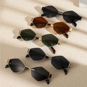 Retro Multi Color Hexagon Shaped Metal Sunglasses OS New